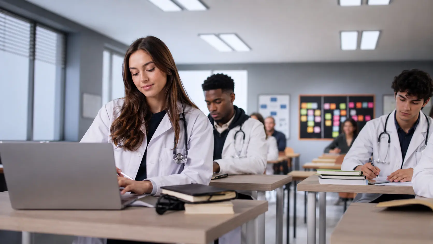 Studenti di Medicina si preparano ai test di Medicina, Odontoiatria e Professioni Sanitarie nelle università private